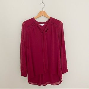 DR2 Camille Clip-Dot Blouse with Bow-Tie Neck